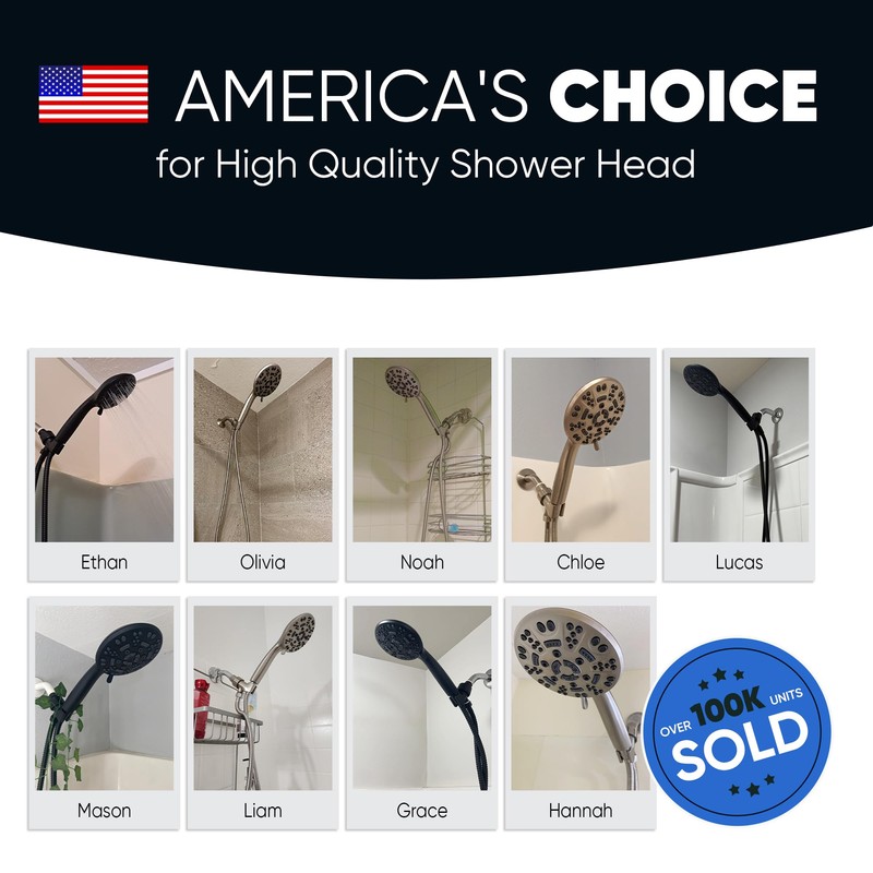 Cobbe 8 Functions Shower Head with handheld, High Pressure Shower