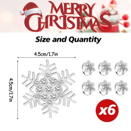 Christmas Napkin Rings, 6 PCS Silver Snowflake Napkin Holders Xmas Napkin Buckle with Rhinestone for Christmas Lunch Thanksgiving Party Holiday Wedding Table Decoration (4.5cm x 4.5cm)