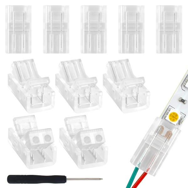 Aroidful 10Pcs 2 PIN LED Strip Light Connectors 8mm Wide
