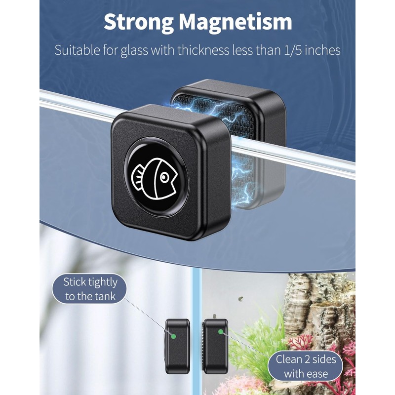 Pawfly Aquarium Magnetic Brush Fish Tank Glass Cleaner 1 Inch