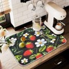 Strawberry Dish Drying Mat for Kitchen Counter White Flower Absorbent