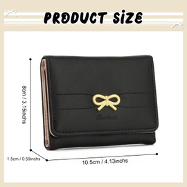 KUANG! Women Fashion Wallets Girls Cute Bow Small Wallet Aesthetic Card Holder ID Window Purse