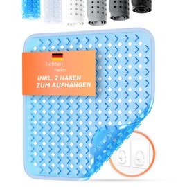LICHTENHEIM Shower Mat Non-Slip 53 x 53 cm BPA Free Non-Slip Shower Mat Square for Baby, Children & Seniors Non-Slip Shower Mat Shower Mat Blue Transparent