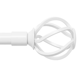 White Curtain Rods for Windows 32-50 inch with Twisted Cage Finials, Adjustable Heavy Duty Curtain Rods Set for Bedroom, Kitchen, Decorative 5/8" Diameter Curtain Rod