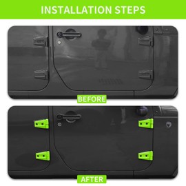 Hoolcar Door Hinge Trim Cover ABS Exterior Accessories for 2007-2017 Jeep Wrangler JK JKU Sport Rubicon Sahara X 2-Door & 4-Door, Light Green, 8PCs