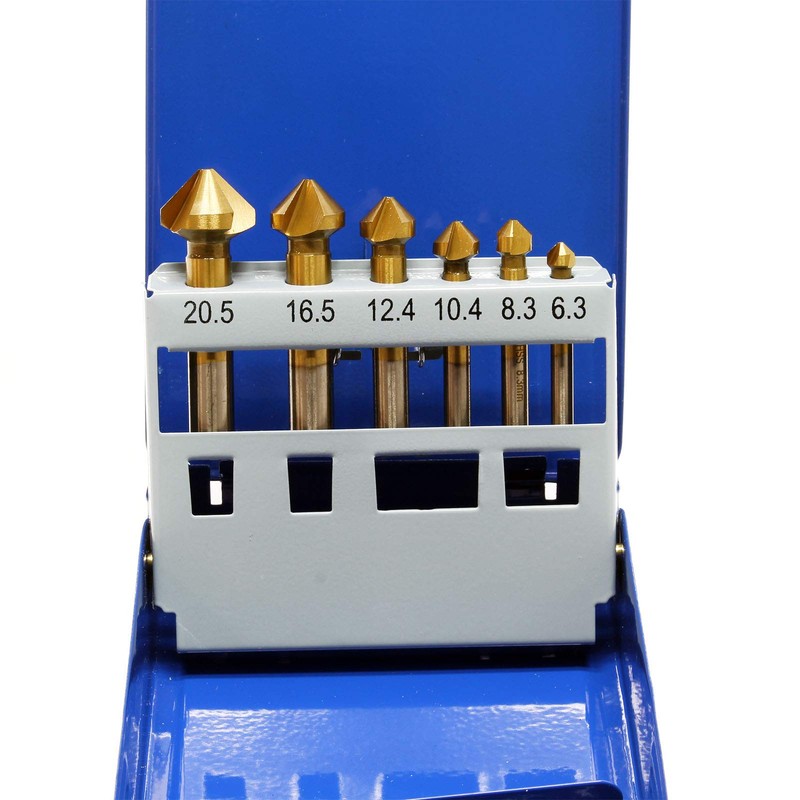 Wiltec Countersink Set, 6 Pieces, Diameter 6.3-20.5 mm, HSS Countersink