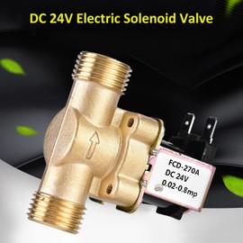 Solenoid Water Valve DC 24V G1/2, One-way Magnetic Pressure Regulating Valve Irrigation valve Normally Closed Brass Electric Wasserventile, for Washing Machine Water Dispenser Gar