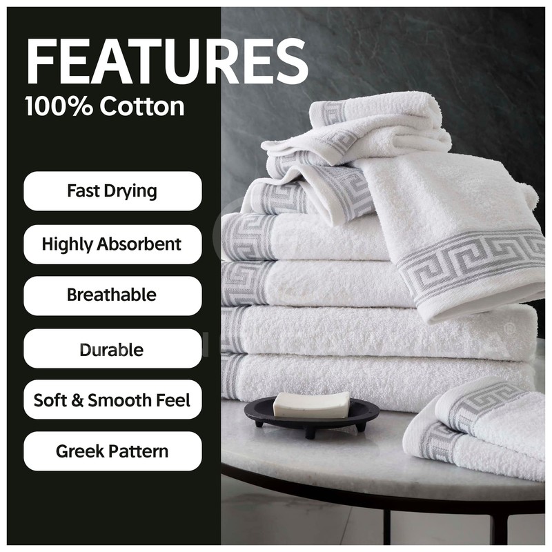 2 Pack Bath Sheets Towels Extra Large Set, Greek Pattern