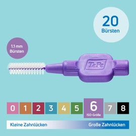 TePe Interdental Brush Purple (ISO Size 6: 1.1 mm) / 1 x 20 Pieces / For Easy and Thorough Cleaning of Interdental Spaces