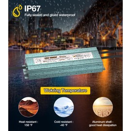300W LED Driver 12V DC Transformer, IP67 Waterproof Low Voltage Power Converter with 3-Prong US Plug for Outdoor & Indoor LED Lights, Computer Projects