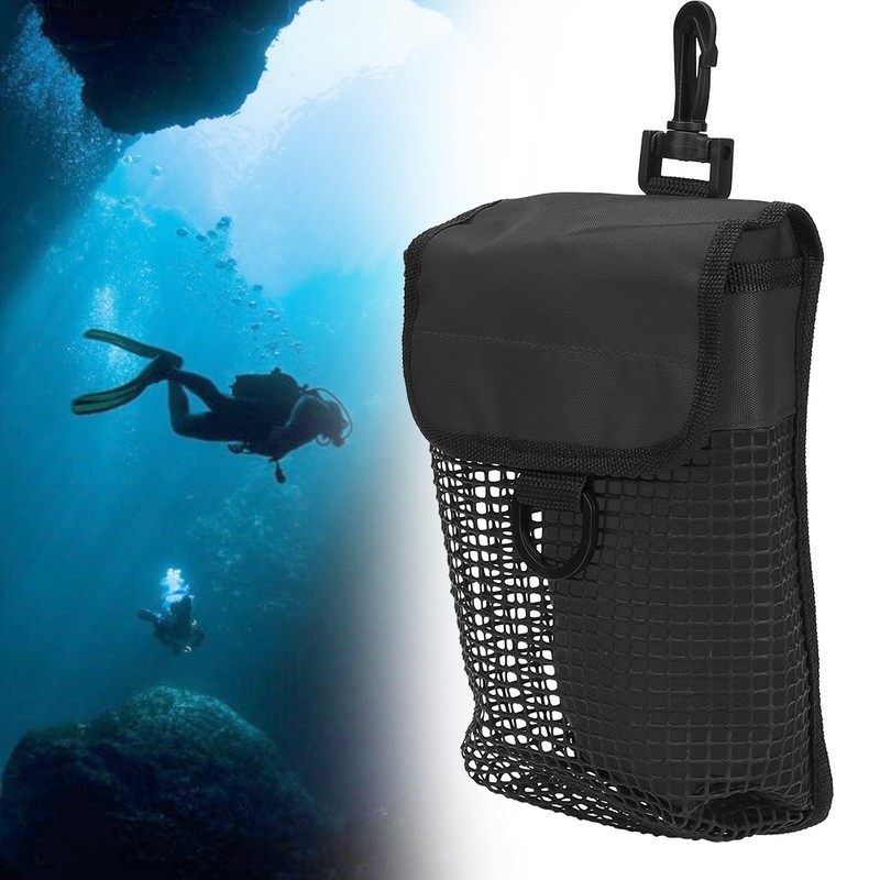 Outdoor Portable Lightweight Diving Mesh Gear Bag Package with Buckle(black)