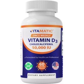 Vitamatic Vitamina D3 Dosis Semanal 50.000 UI (Colecalciferol) 60 Cápsulas Vegetales