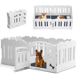 Lucky Muffin Dog Playpen, Whelping Box with Door, 24" H, 6-Panel Plastic Puppy Playpen for Small Medium Pets, Dogs & Puppies, Indoor/Outdoor, Safe, Sturdy, Easy to Assemble and Clean, 61" x 30" x 24"