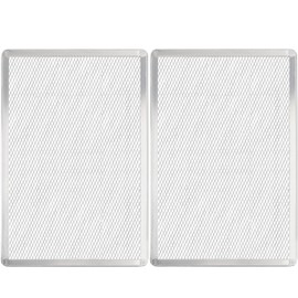 SHANGPEIXUAN Pizza Screen 11 x 16 Inch 2 Pack Rectangular Aluminum Pizza Pan Restaurant-Grade Flatbread Screen Pizza Crisper Pan,Oven-Safe