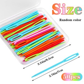 50PCS Plastic Sewing Needles, Large Eye Plastic Yarn Needles for Kids, 7cm/2.76inch Plastic Needles for Yarn and Craft Plastic Embroidery Needle for DIY Sewing Handmade Crafts