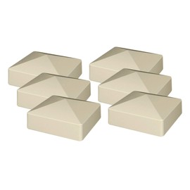 6-Pack Tan/Almond PVC Vinyl 4 inch x 4 inch External Pyramid Post Cap