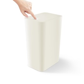 Cesun Bathroom Trash Can with Lid, 4.0 Gallon / 15 Liter Small Garbage Can with Press Top Lid, Plastic Wastebasket with Pop-up Lid for Toilet, Office, Bedroom, Living Room, White