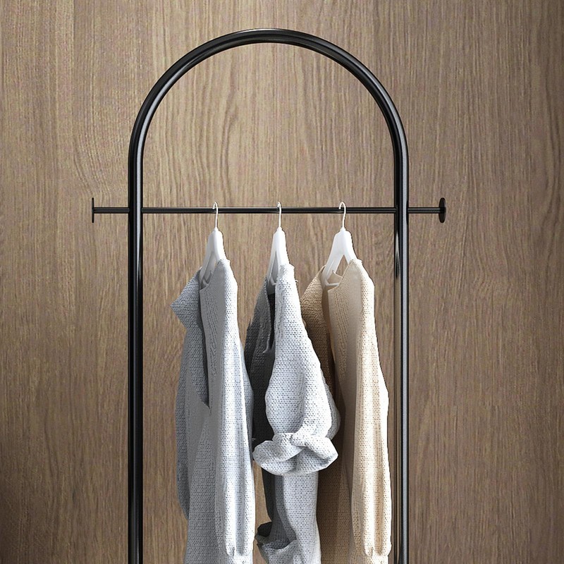 Freestanding Clothing Rack with Marble Base,Modern Black Arch Garment Rack