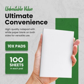 KitchenDine 10 Pack Note Pads 4x6 | 100 Sheets Per Memo Pad | Server Note Pads | Scratch Pads for Writing | White Blank Notepads in Bulk | Small Notepad | Paper Pads for To Do Grocery List