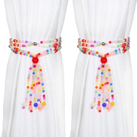 Magnetic Curtain Tiebacks - 2PCS Magnetic Curtain Tie Backs, Tie Backs For Curtains, Curtain Holdbacks, Beaded Curtain Tie Backs Crystal, Beaded Clavicle Necklace Curtain Tie Backs for Living Bedroom