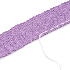 Beadthoven 25mm Wide Tassel Fringe Trim, 1 Inch Fibre Lace Trim Fringe Sewing Embroidered Ribbon Purple for Wedding Curtains Latin Dress Lamp Shade Home Decors,