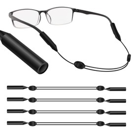 Aufee 4PCS Black Glasses Strap Sunglass Holder, 14 ” Adjustable Eye Glasses Accessories, Anti-Slip Floating Eyewear for Sport