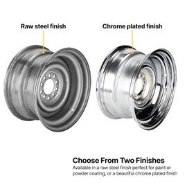Speedway Motors Smoothie 15 x 8 Plain Steel Wheel, 5 on 4.5/4.75 Dual Bolt Patterns, 4.25 Wheel Backspacing, 3/16 Inch Thick Steel Centers with Reinforcing Rib