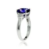 Sterling Silver Created Blue Sapphire and Cushion-cut Ring, Size 9