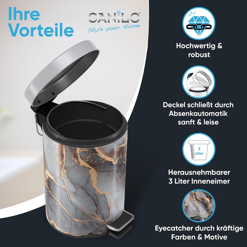 Sanilo Cosmetic Bin 3 L with Soft-Close Mechanism, Many Bathroom