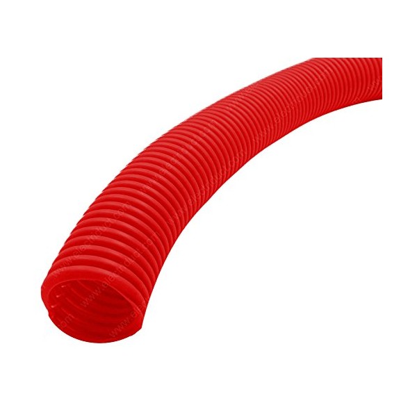 Electriduct Split Wire Loom Tubing Polyethylene Corrugated Flexible Conduit - 3/4" Nominal Size - 10 Feet - Red
