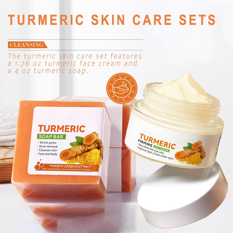Turmeric Soap Bar and Turmeric Face Cream Set for Face