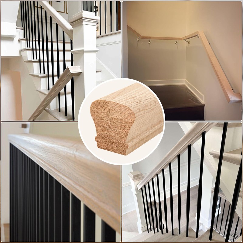 6010 Red Oak Straight Wood Handrail Kit 7 ft for