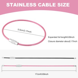 6 Pack Key Ring Wire Keychain Cable Large Key Rings Key Chain for Hanging Luggage Tags, Key Tags and Tag Keepers(6.6 Inch/17cm)