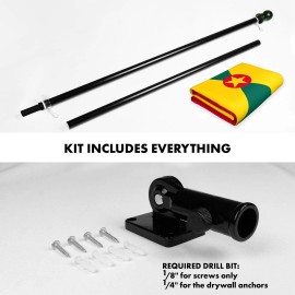 UD_G128 Combo Pack: 6 Ft Tangle Free Aluminum Spinning Flagpole (Black) & Grenada Grenadian Flag 3x5 Ft, LiteWeave Pro Series Pr