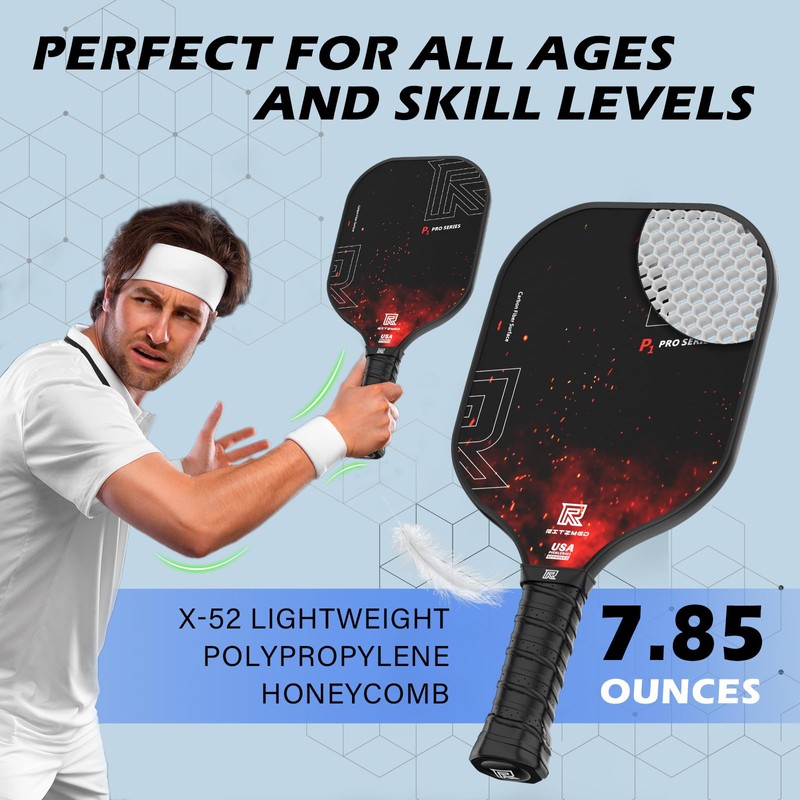 T-300 Carbon Fiber Pickleball Paddles Set of 4/2，Premium Pro Pickleball