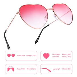 iwobi Pack of 2 Metal Sunglasses Cute Heart Shape Design Party Glasses for Children Women
