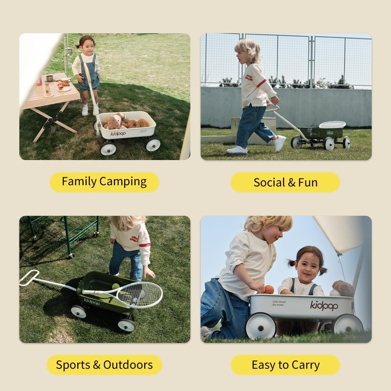 PULA-Wild 2-in-1 Kids' Pull-Along Wagon Toddlers Push Walker for 2.5-8