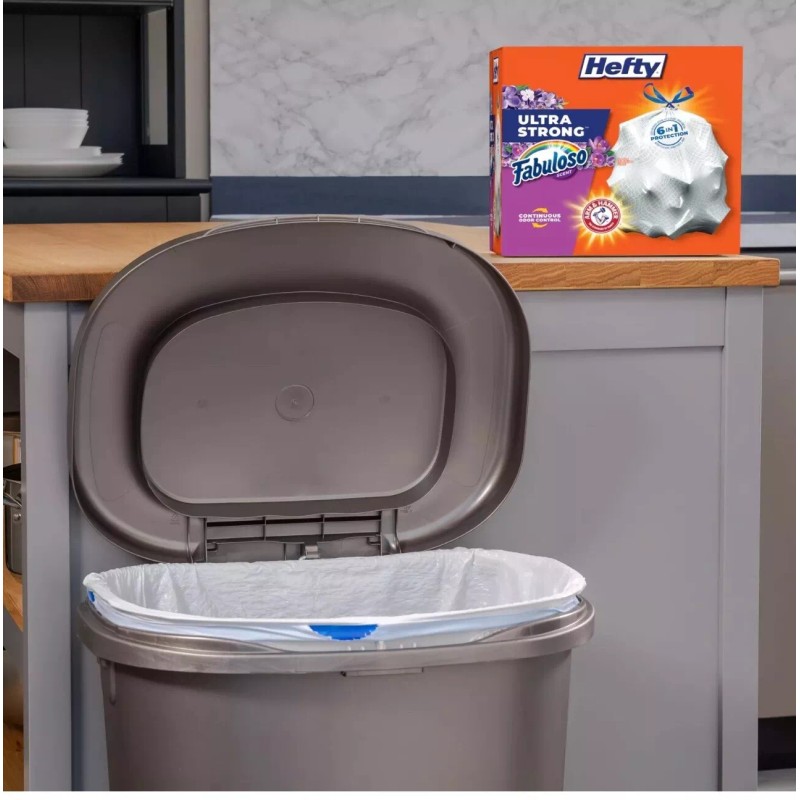 Hefty 13 Gallon Trash Bags, White, Fabuloso Scent, Leak Resistant,