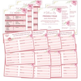 OXEDP Mother's Day Games, Friendly Feud Game for Mother's Day, Family Games for Mothers Day, Family Feud Quiz, Mothers Day Party Ideas Pink Decoration -MTDF01