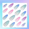 Cat Eye Press on Nails Almond - 24pcs Rainbow Gradient