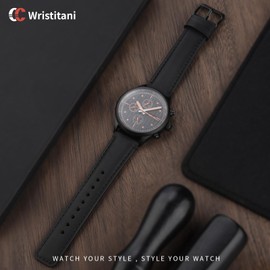 Wristitani Leather Bracelet 20 mm 22 mm, Genuine Leather Watch Strap for Men, Quick Release Vintage Bracelet, Suitable for Classic Quartz Mechanical Watches, Smartwatches, 22 mm