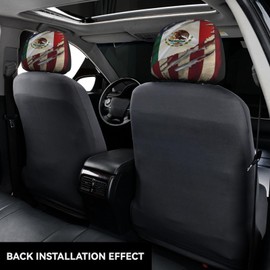 KOSUES Proud Mexican American Eagle Flag Mexican Roots Car Headrest Covers 2 Pack Car Seat Head Rest Cover Auto Elastic Seat Coverings Vehicle Interior Accessories Protector Fit Most Cars Sedan SUV