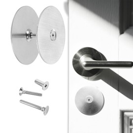 Door Hole Cover Plate, Deadbolt Cover Plate, Door Knob Hole Cover with 1 Inch and 1.5 Inch Connecting Screws, 2-5/8" Diameter, Repair Locks and Doors Hole for Home Security (Silver)