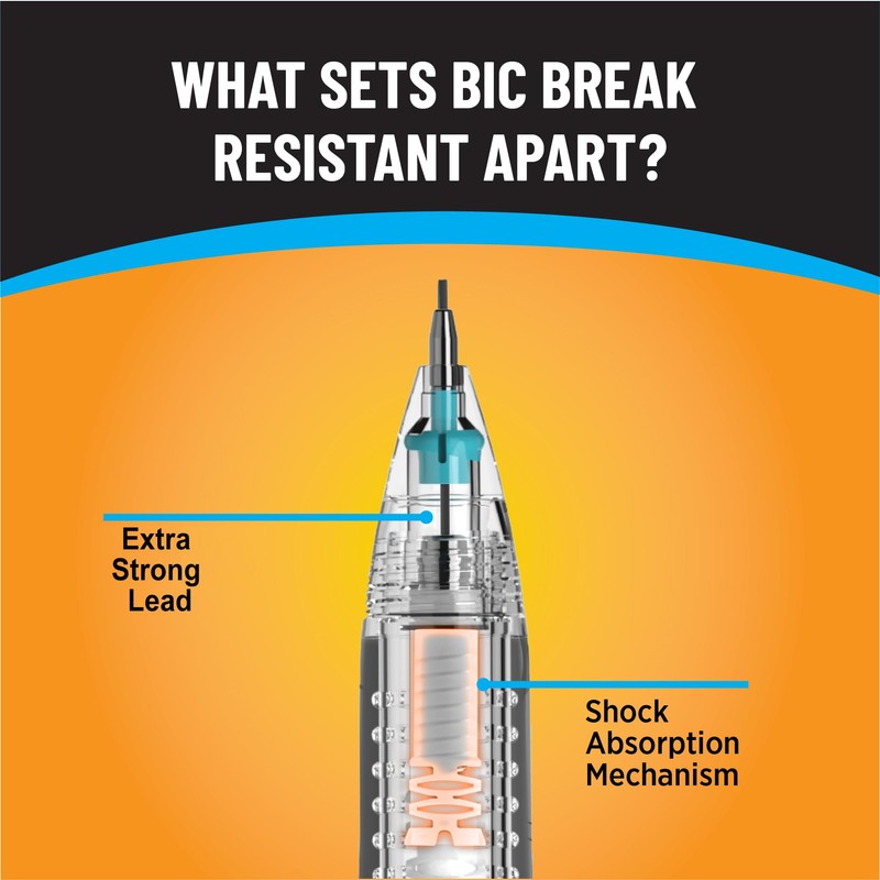 BIC Break-Resistant Mechanical Pencils with Erasers, HB Medium Point (0.7mm),