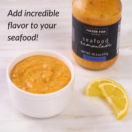 Fulton Fish Market Seafood Remoulade - 10.5oz | Cajun Inspired Dipping Sauce for Fried Fish and Shrimp | Rich, Creamy Tartar Sauce Alternative