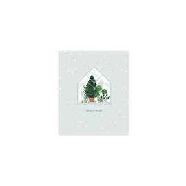 UWP Luxe Pop-Up Laser-Cut Greenhouse Tree Christmas Card with Green Envelope- Write Your Own Message (Merry & Bright)