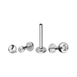 PIERCINGLINE Titanium Labret Stud Internal Thread Crystal Piercing Ear Lip Nose Choice of Colours and Sizes, Titanium