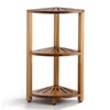 BLUEWEST 3-Tier Corner Shower Caddy Stand, Wood Shower Organizer Standing