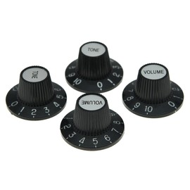 4pcs Black with Silver Cap LP Metric Guitar Witch Hat Knobs Top Hat Knobs for SG Epiphone Les Paul
