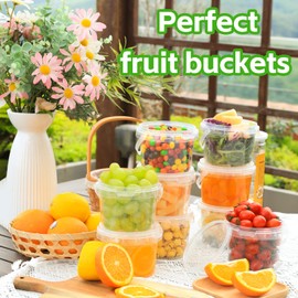 ASEVAT 16 oz High Transparency Airtight Plastic Bucket with Lid, Reusable Ice Cream Tub with Handle, Food Grade Freezer and Microwave Safe Food Storage Containers for Sauce, Soup (6Pack)